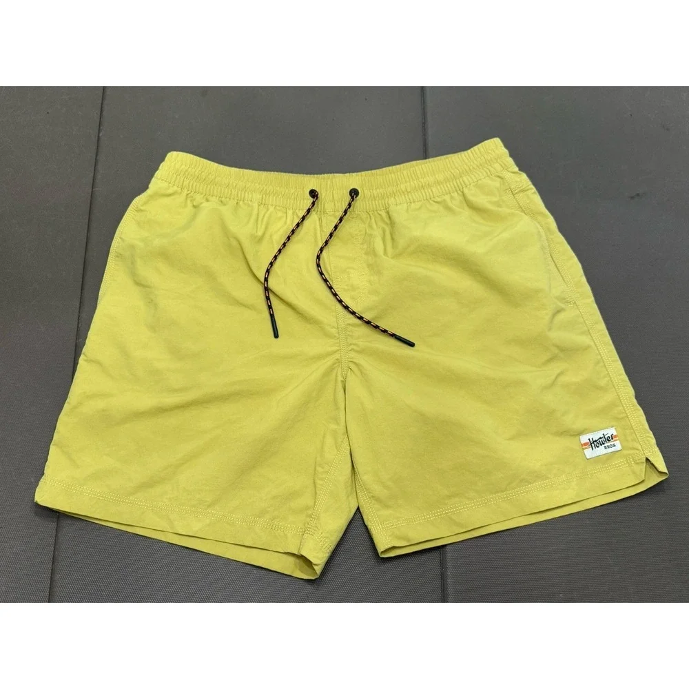 Howler Brothers Salado Shorts Mens Mustard Yellow Nylon Quick Dry Large